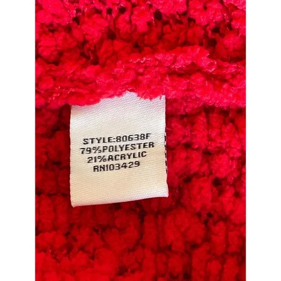 Cafe Marrakesh Red Soft Stretch Loose Knit V-Neck Sweater - 2X - Picture 11 of 12